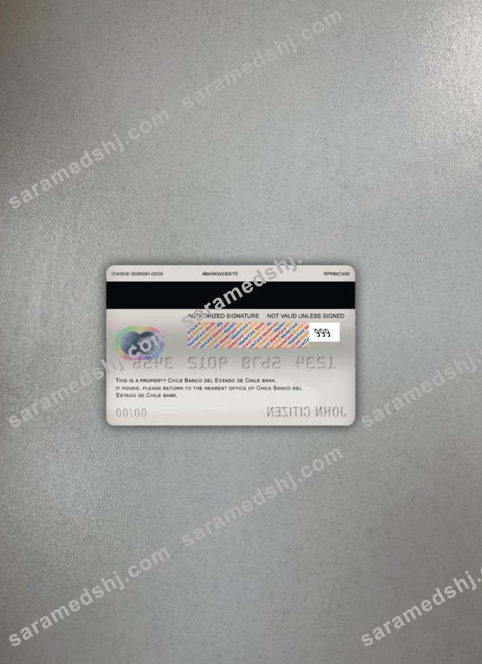 Chile Banco del estado de chile bank master debit card photolook back